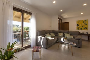 Smart TV, caminetto, lettore DVD, tavolo da ping pong