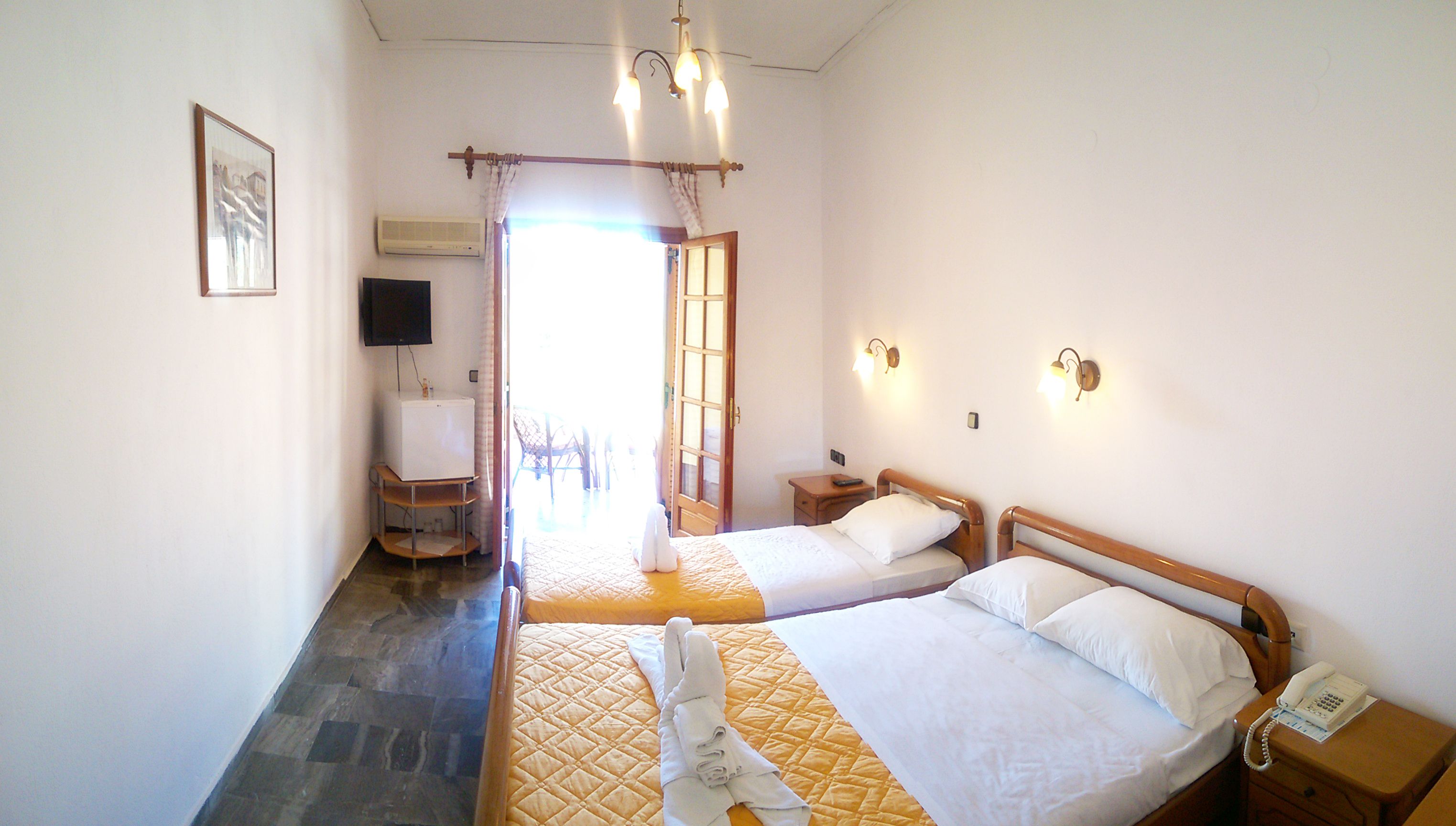 Basic Triple Room, Pool View | Blackout drapes, soundproofing, iron/ironing board (on request)