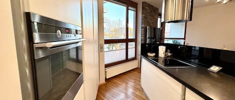 Premium Apartment, 1 Bedroom, Balcony, City View | Private kitchenette | Full-size fridge, oven, stovetop, dishwasher