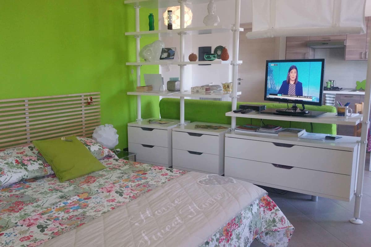 Appartamento Deluxe Verde | Biancheria da letto di alta qualità, copriletto in piuma