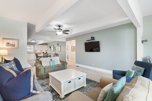 TV, DVD player, stereo