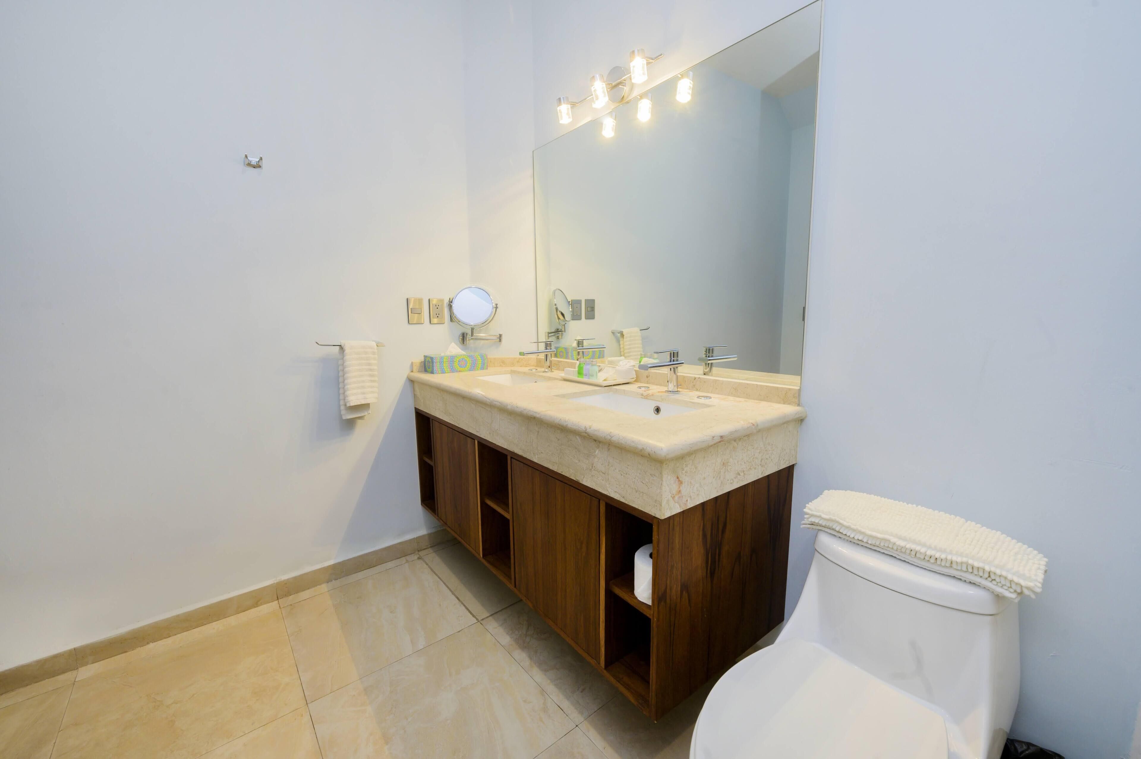 shower, rainfall showerhead, free toiletries, hair dryer