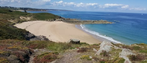 Una spiaggia nelle vicinanze, lettini da mare