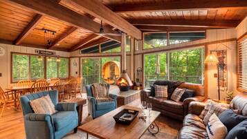 Smart TV, fireplace, video games, books
