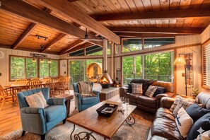 Smart TV, fireplace, video games, books