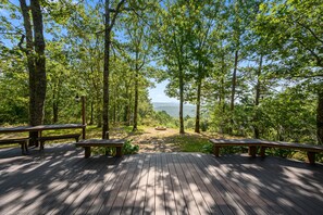 Outdoor dining - Peckerwood Knob Sunrise Cabin; Seclusion in the Mountains of SE Oklahoma  (Smithville)