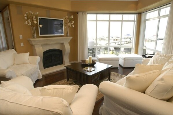 TV, fireplace, DVD player, foosball