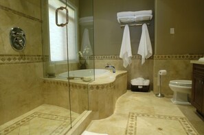 Hair dryer, towels, toilet paper
