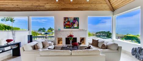 智能电视、壁炉、书