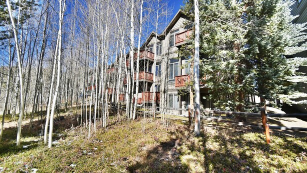 A multi-story building with balconies, surrounded by tall, leafless trees. - Big End Unit, Deck! Near Lake Trail. Easy Drive to Dining, Activities, Events (Frisco)