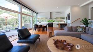 4 Bedroom House with Guesthouse  | Living area | Flat-screen TV, fireplace, DVD player - Myers Road Vineyard plus Guesthouse (Merricks North)
