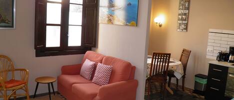 TV, DVD player, books