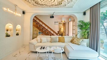 Flat-screen TV, video-game console