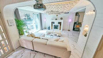 Flat-screen TV, video-game console