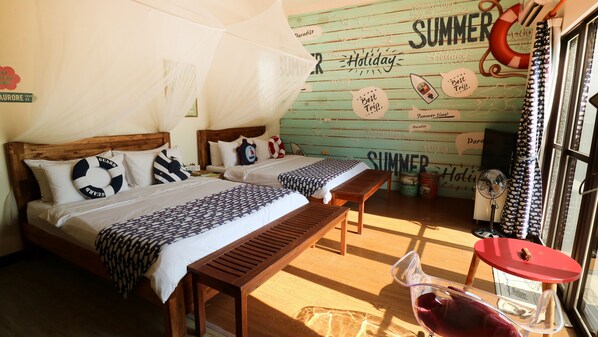 Chambre Familiale, plusieurs lits, non-fumeur, vue jardin