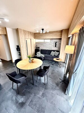 Superior Apartment | Living area | 50-inch flat-screen TV with digital channels, TV, tablet - Reve K 302 (Naha)