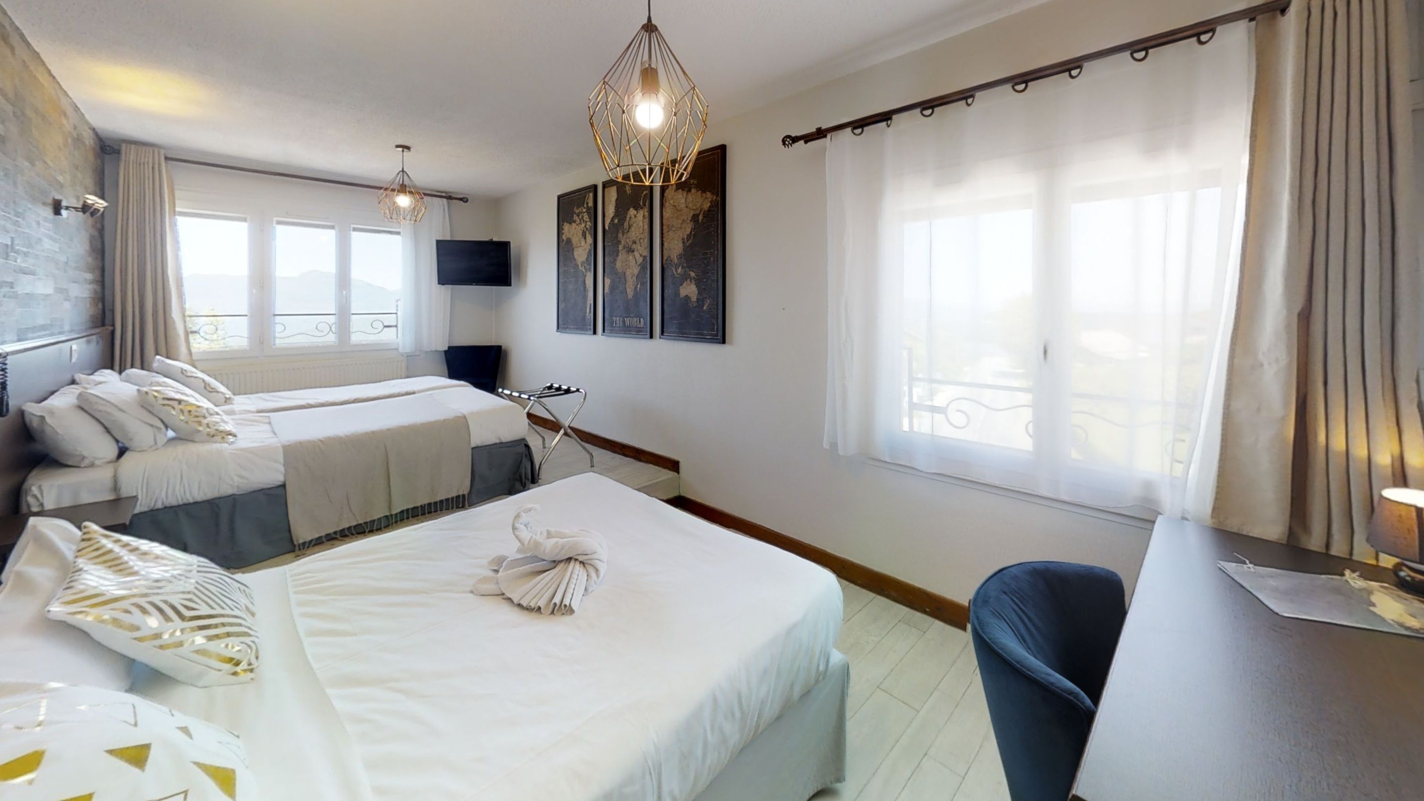 superior quadruple room, multiple beds, non smoking, lake view | minibar, desk, blackout curtains, soundproofing