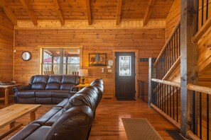 Smart TV, fireplace, video games, DVD player