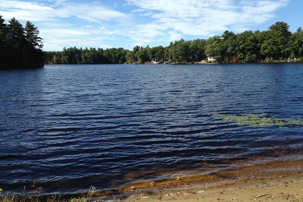 view of lake from deck