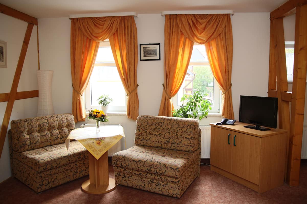 basic double room, non smoking | living area | flat-screen tv