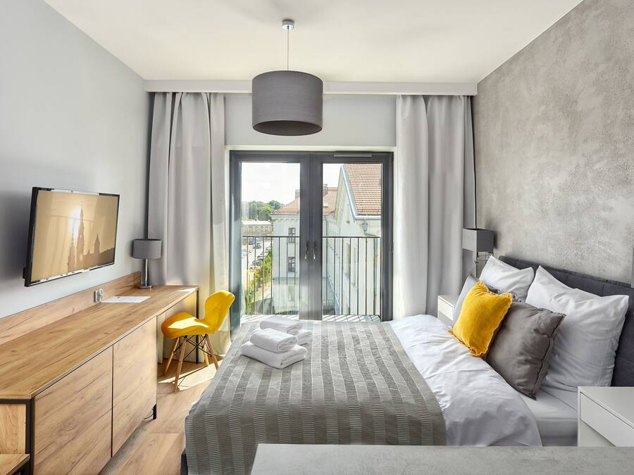 Apartament Yellow | Cozinha privada | Geladeira, micro-ondas, cooktop, cafeteira/chaleira