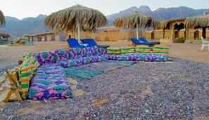 Privatstrand, Cabañas (kostenlos), Liegestühle, Sonnenschirme