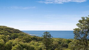 A coastal landscape with dense greenery and a clear view of the sea. - Charming Cottage Retreat by HolidayCo. (KILLCARE)