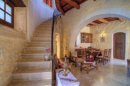 Grand Palazzo, medieval tower  and old stone home, two houses together