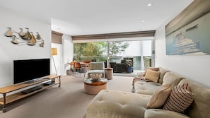 TV, DVD player, music library