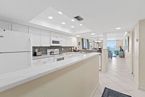 Fridge, microwave, oven, stovetop - Oceanfront 2BR Condo 6th Floor Balcony with Beautiful Ocean Views, 608 (Indian Harbour Beach)