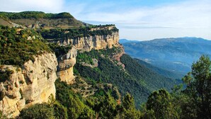 A rugged mountain landscape with steep cliffs and dense forest. - Rural apartment L'Alzina for 2 people (Tavertet)