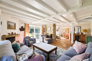 Télévision, cheminée, lecteur de DVD, table de tennis de table