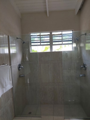 Baignoire, sèche-cheveux, serviettes fournies, savon