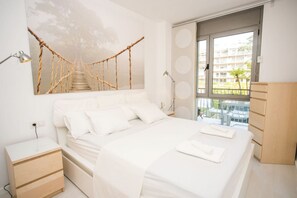 1 bedroom, desk, iron/ironing board, travel cot