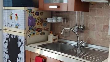 Fridge, oven, stovetop, coffee/tea maker