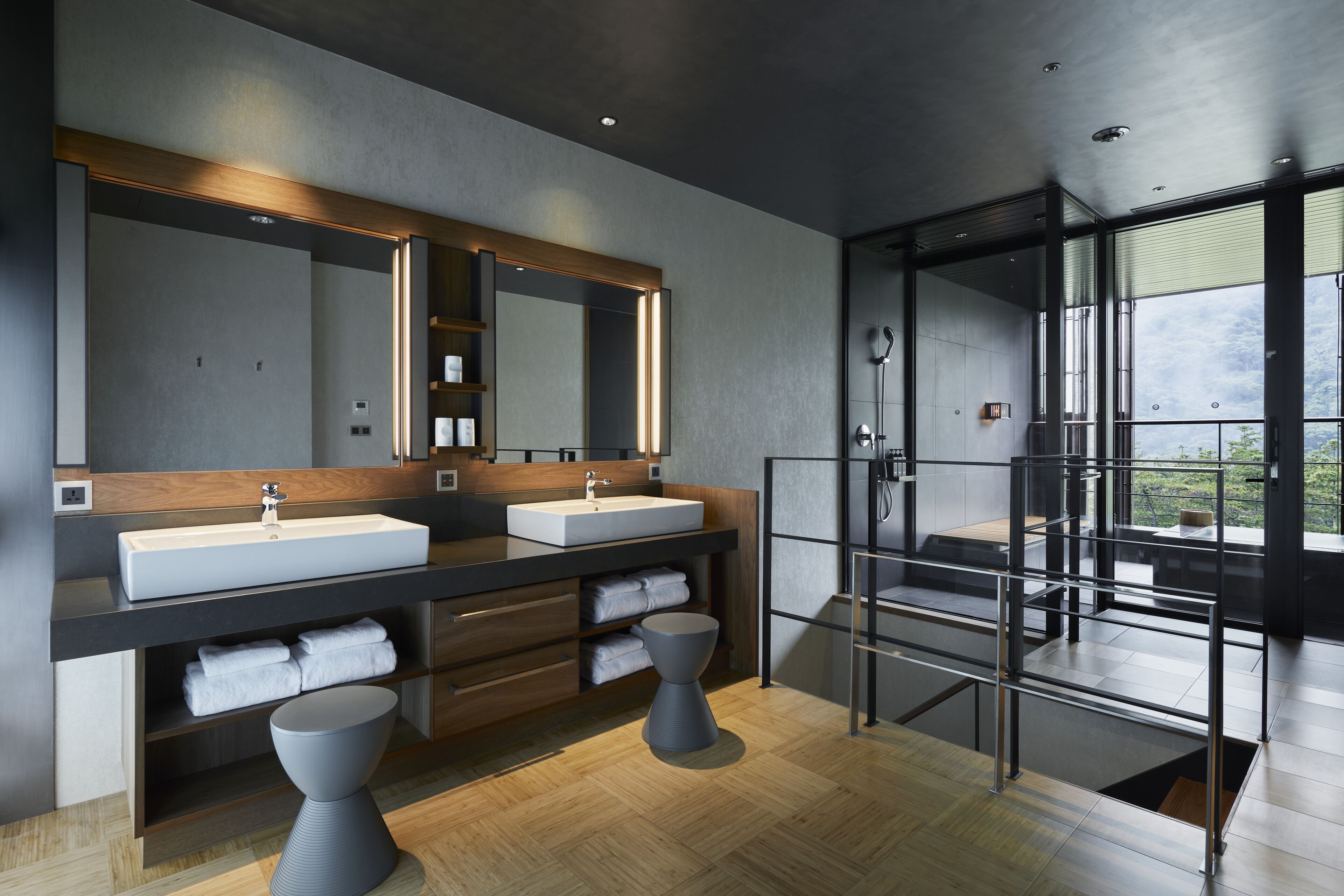 separate bathtub and shower, spring water bathtub, free toiletries