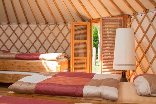 Modern yurt autumn life