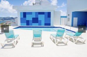 A rooftop pool