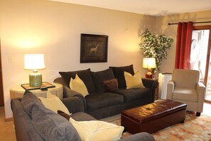 Fireplace, table football, books