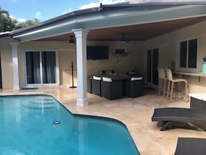 Outdoor pool, a heated pool -  4/3 House with Beautiful Pool/Tropical Paradise/Short Walk to Beach/Restaurants (Boca Raton)
