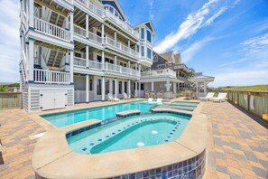 Outdoor pool, a heated pool - Luxury Oceanfront Home w/ Pool, HotTub, EV Charger, Elevator, Theater, Much More (Hatteras)