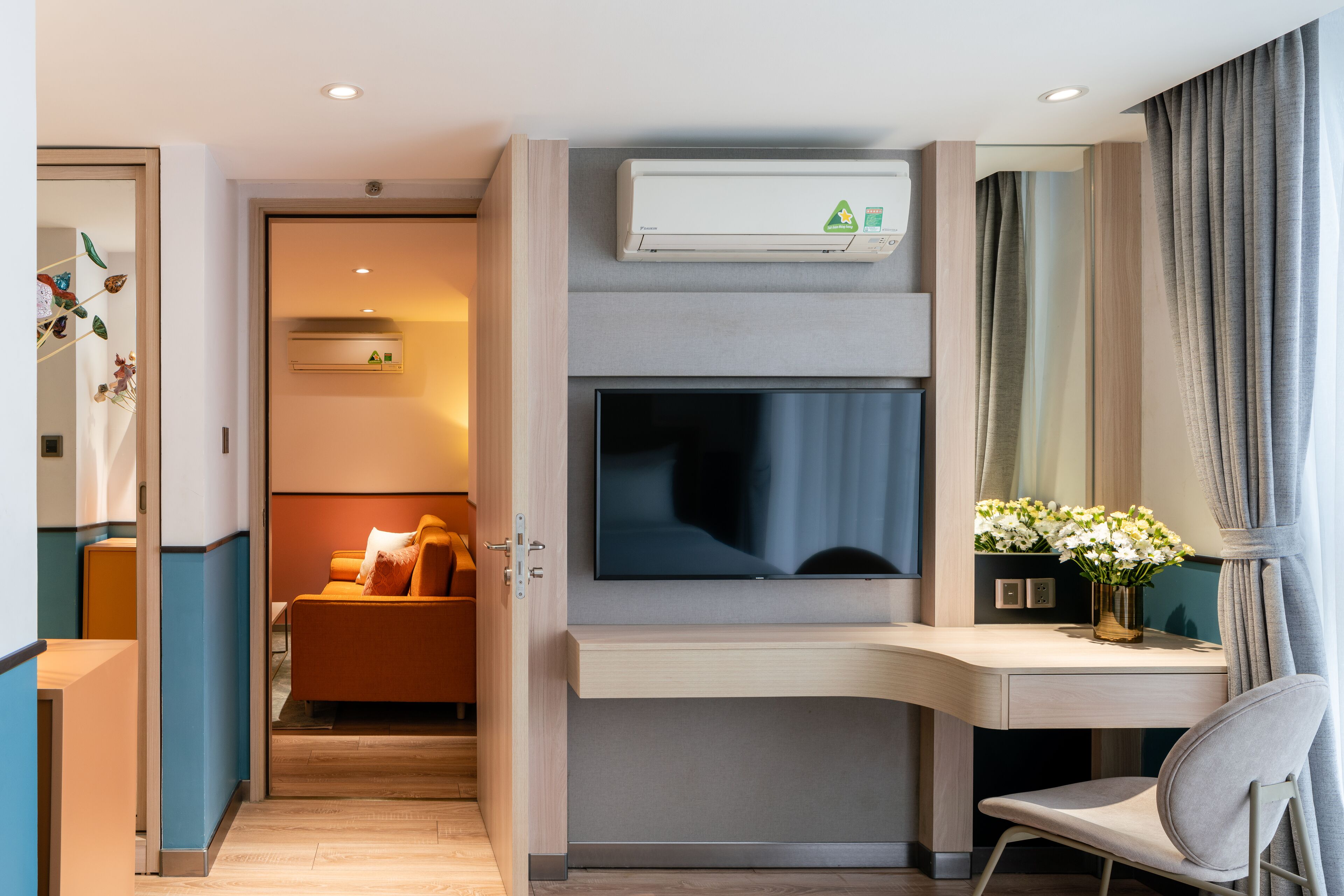 family connecting suite | minibar, in-room safe, desk, blackout curtains