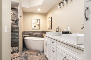 Hair dryer, towels, toilet paper