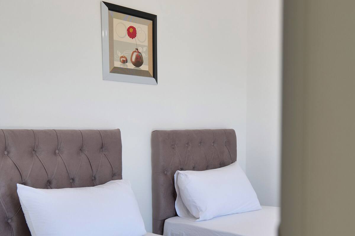 Chambre double ou avec lits jumeaux | Bureau, fer et planche à repasser, accès au Wi-Fi (inclus)