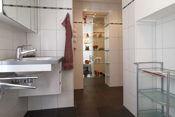 Comfort Apartment | Bathroom | Shower, hydromassage showerhead, hair dryer, bidet