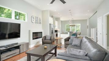 TV connectée, cheminée, chaßne hi-fi