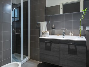Apartment, 1 King-Bett | Badezimmer | Dusche, Regendusche, Haartrockner, Bidet