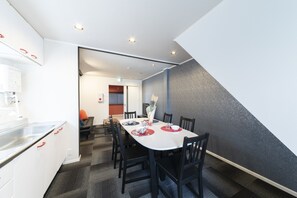 Private Vacation Home | Private kitchen | Full-sized fridge, microwave, stovetop, dishwasher - Aoiumi house Korean town (Osaka)