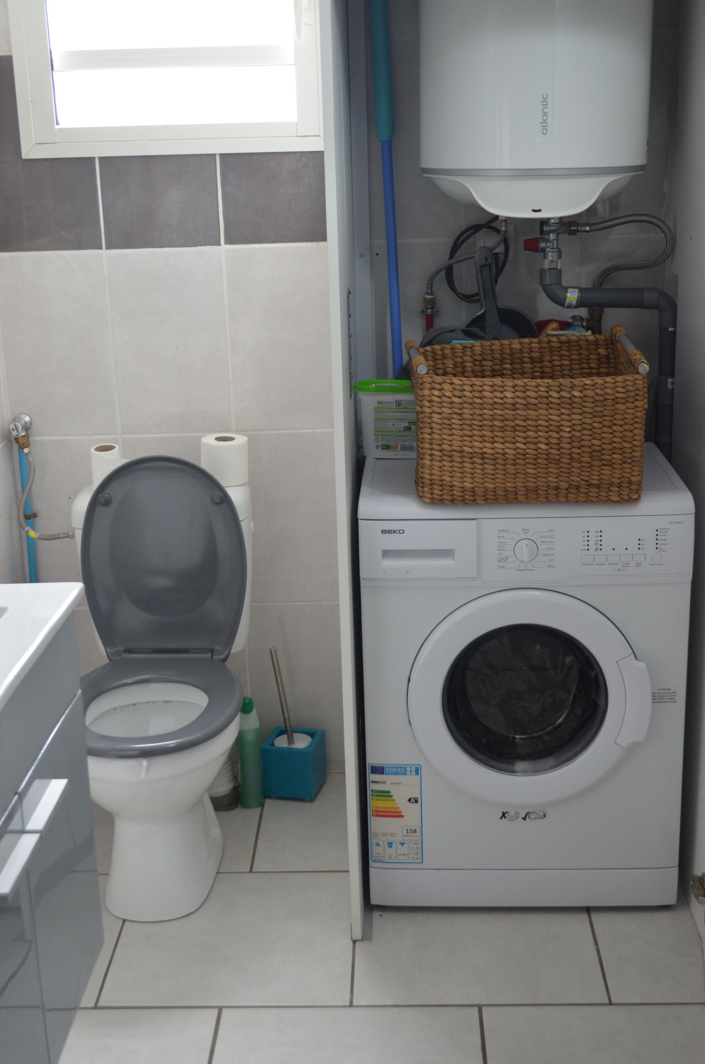 Hair dryer, towels, toilet paper