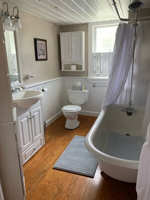 Ensemble douche/baignoire, sèche-cheveux, serviettes fournies, savon
